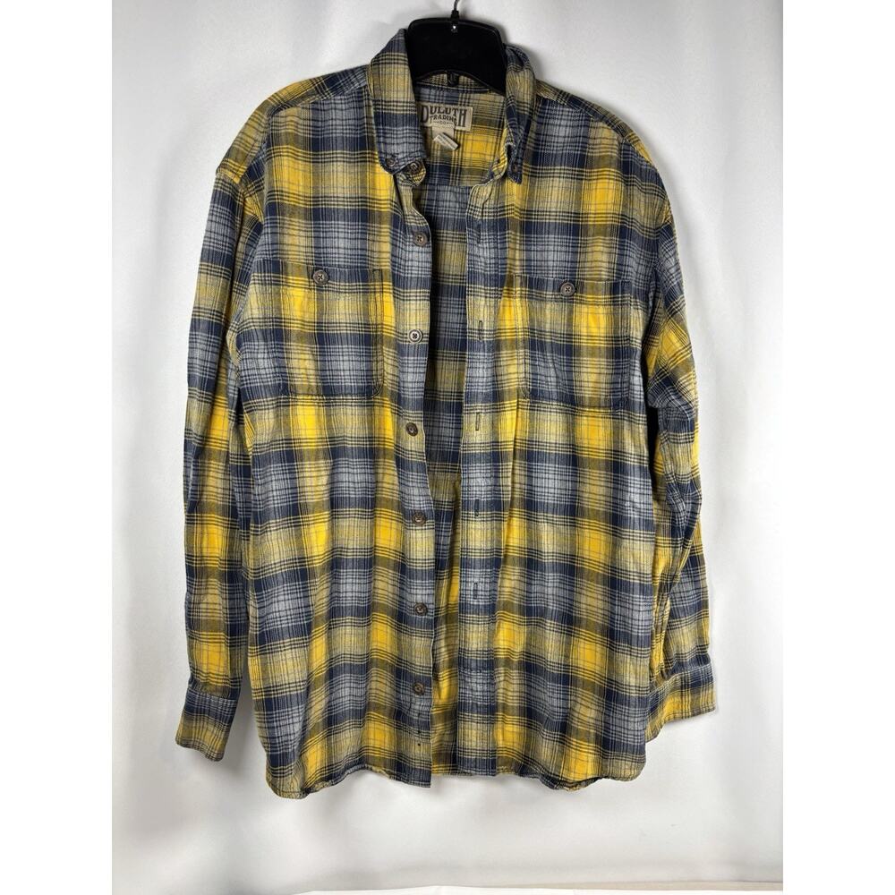 Duluth Trading Co Men's Flannel Shirt Button Down M Cotton Yellow Plaid
